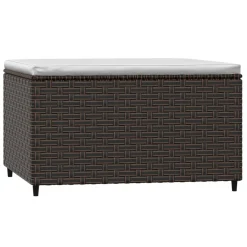 vidaXL Voetensteun met kussen poly rattan bruin