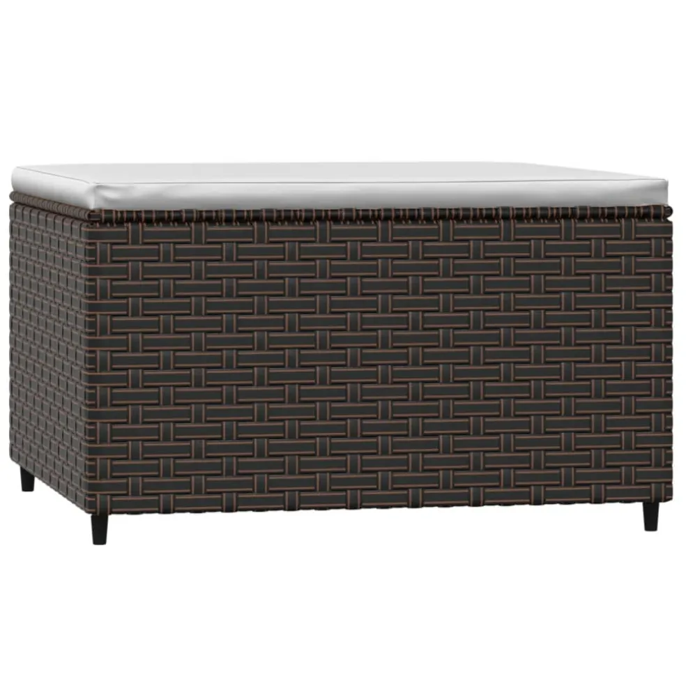 vidaXL Voetensteun met kussen poly rattan bruin