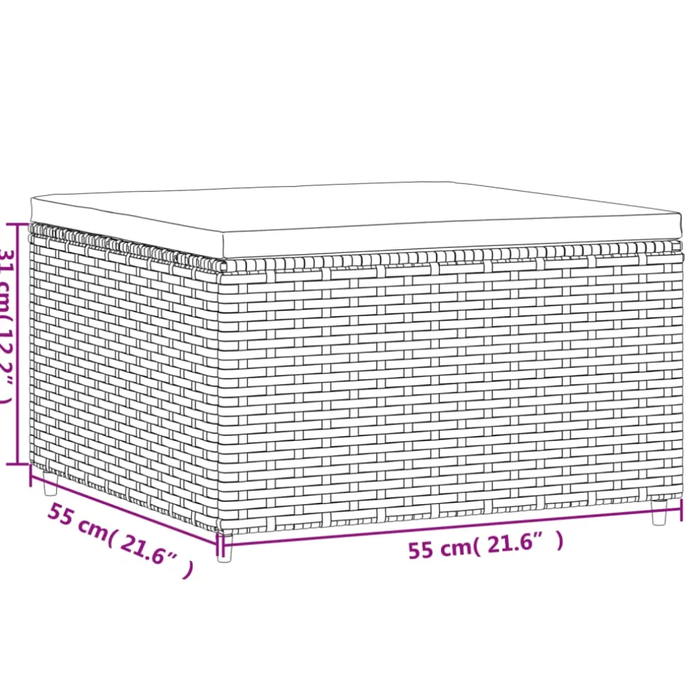 vidaXL Voetensteun met kussen poly rattan bruin