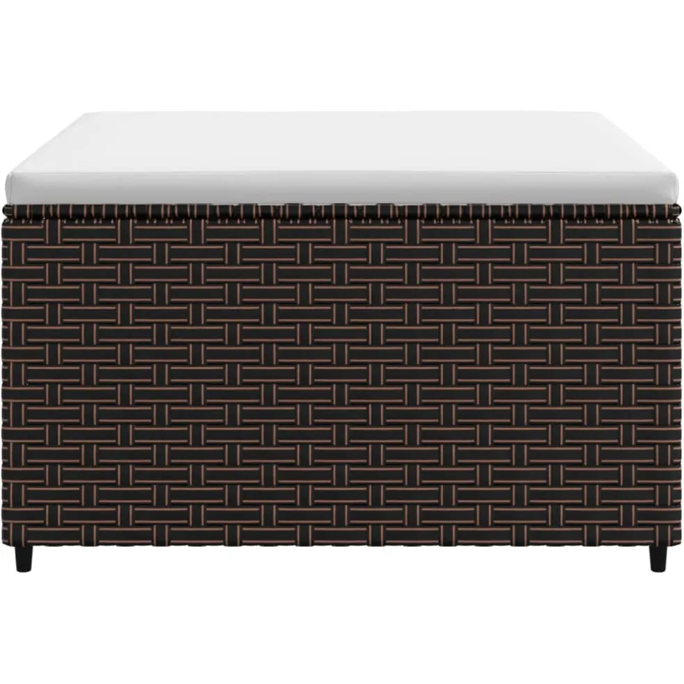 vidaXL Voetensteun met kussen poly rattan bruin