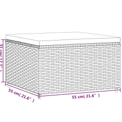 vidaXL Voetensteun met kussen poly rattan zwart