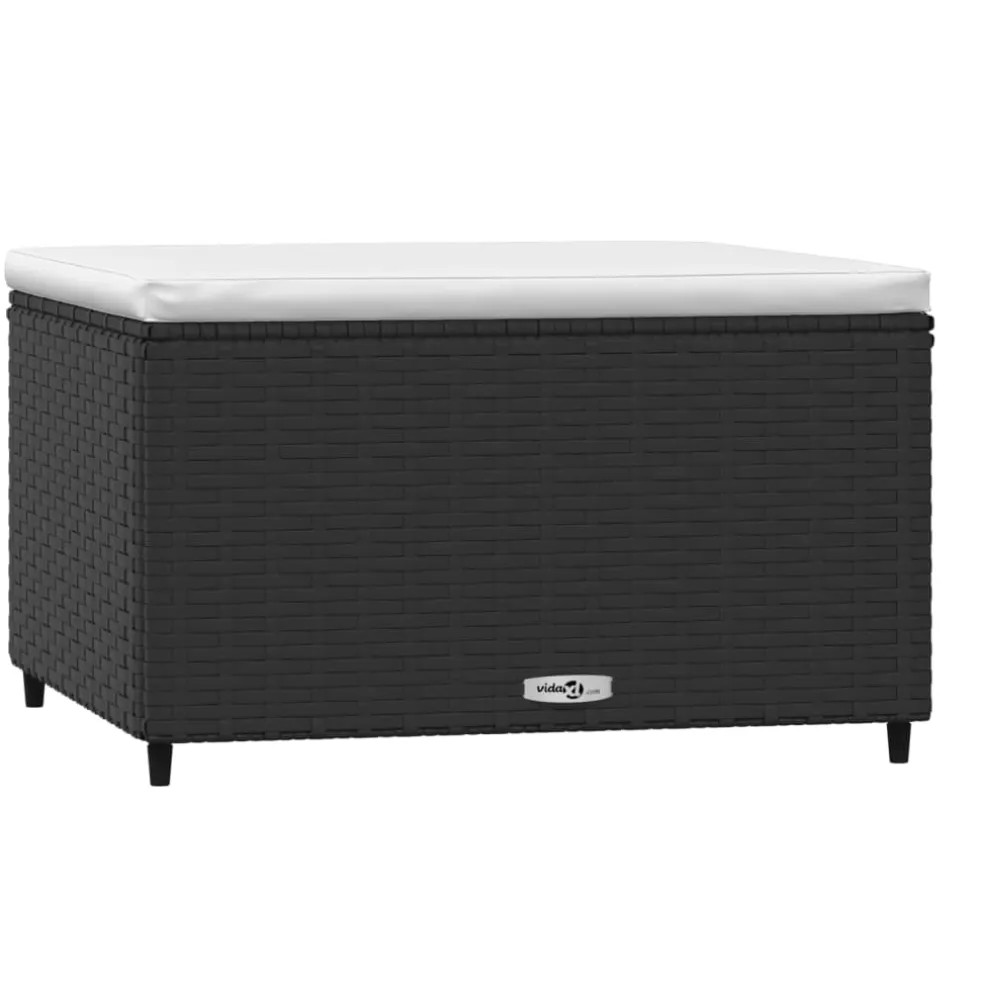 vidaXL Voetensteun met kussen poly rattan zwart