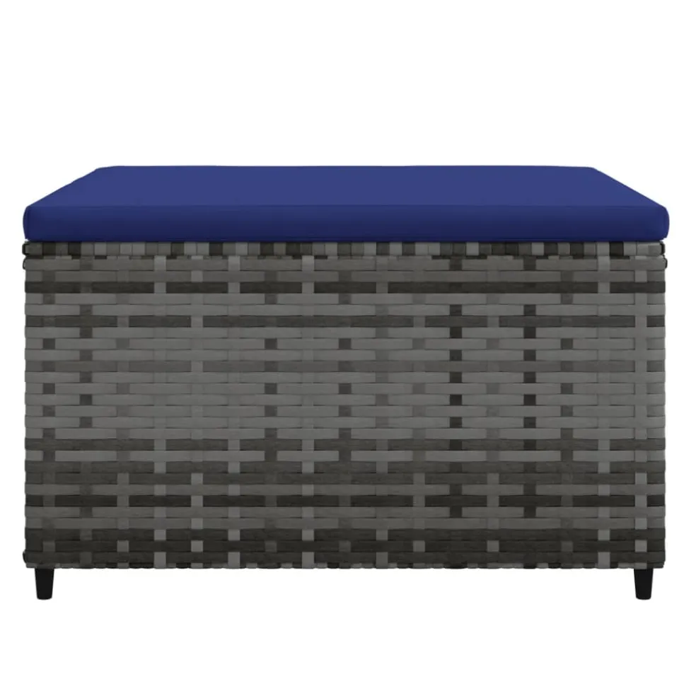 vidaXL Voetensteun met kussen poly rattan grijs