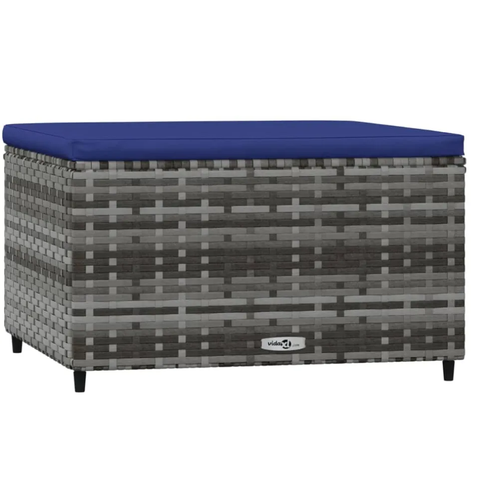 vidaXL Voetensteun met kussen poly rattan grijs