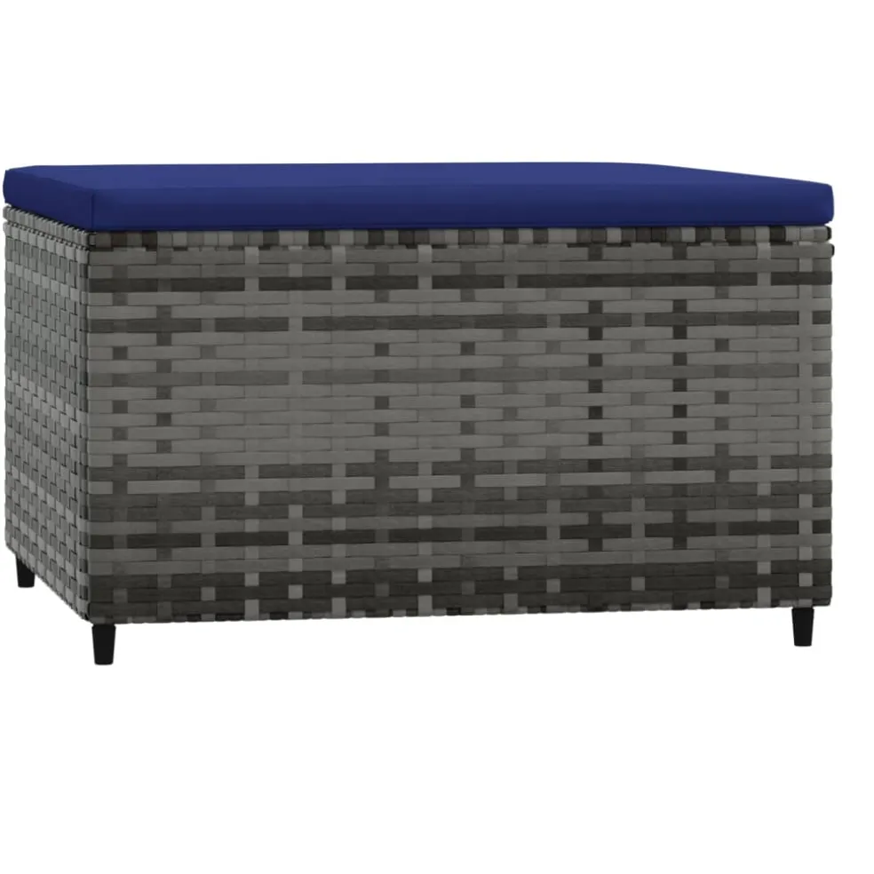 vidaXL Voetensteun met kussen poly rattan grijs