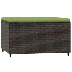 vidaXL Voetensteun met kussen poly rattan bruin