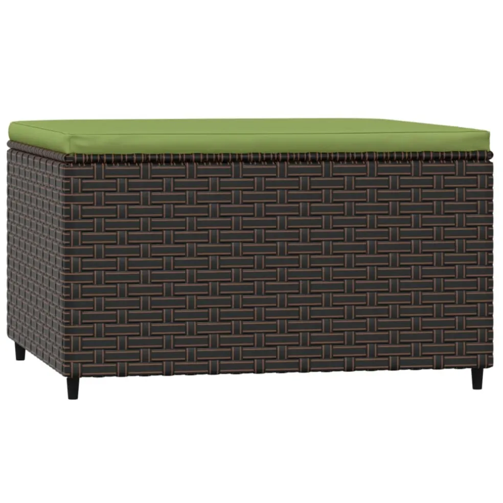 vidaXL Voetensteun met kussen poly rattan bruin