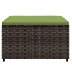 vidaXL Voetensteun met kussen poly rattan bruin
