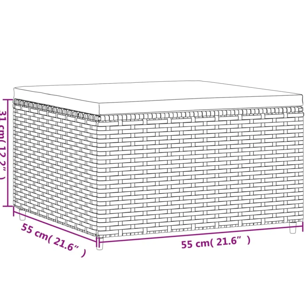 vidaXL Voetensteun met kussen poly rattan bruin