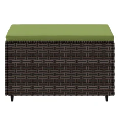 vidaXL Voetensteun met kussen poly rattan bruin