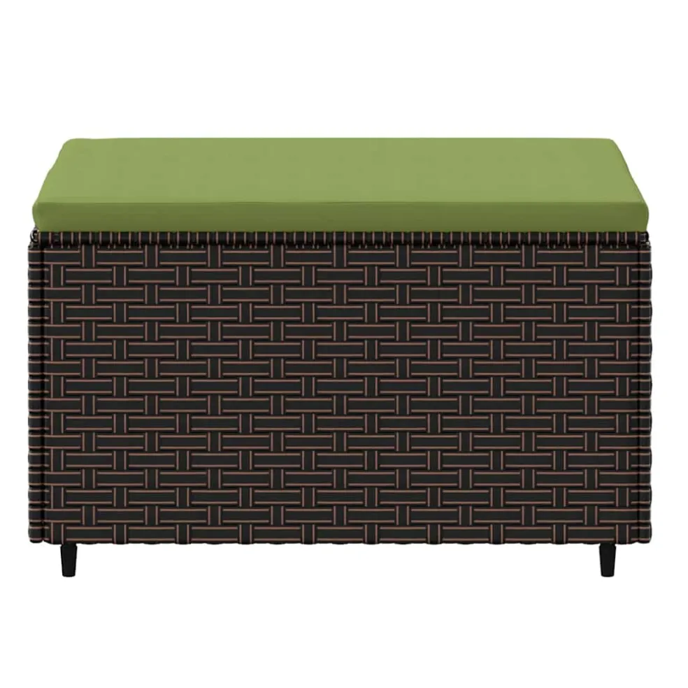 vidaXL Voetensteun met kussen poly rattan bruin