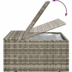 vidaXL Voetensteun met kussen 55x55x30 cm poly rattan grijs