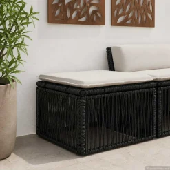 vidaXL voetensteun Zwart poly rattan