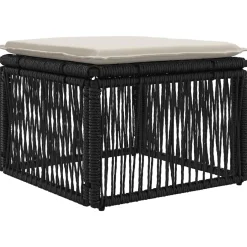 vidaXL voetensteun Zwart poly rattan