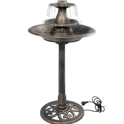 vidaXL Vogelbadje met fontein 50x91 cm kunststof bronskleurig
