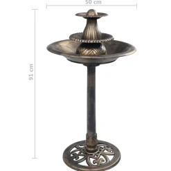vidaXL Vogelbadje met fontein 50x91 cm kunststof bronskleurig