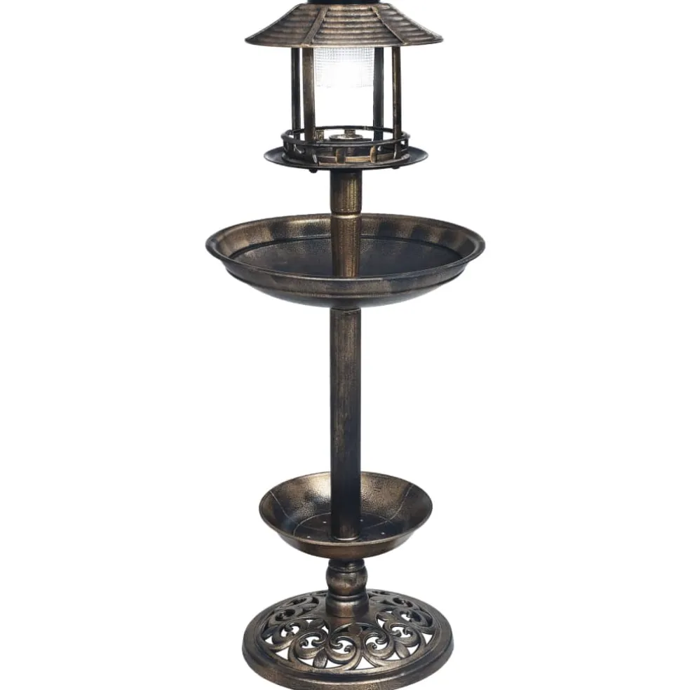 vidaXL Vogelbadje met solar LED-verlichting kunststof