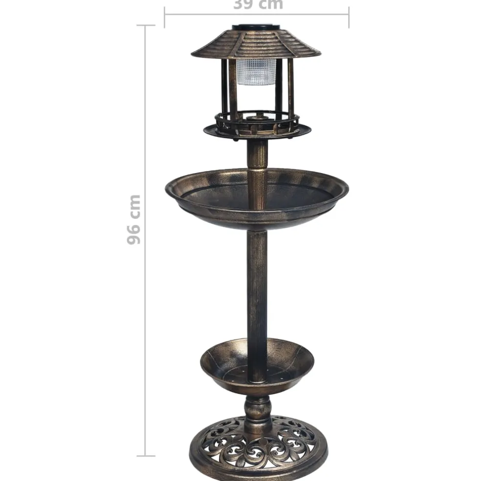 vidaXL Vogelbadje met solar LED-verlichting kunststof