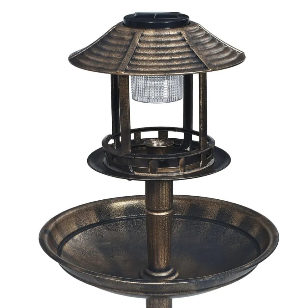 vidaXL Vogelbadje met solar LED-verlichting kunststof