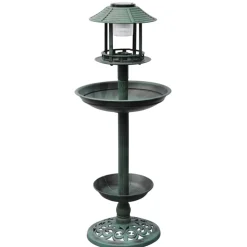 vidaXL Vogelbad/voederhuisje met solarverlichting