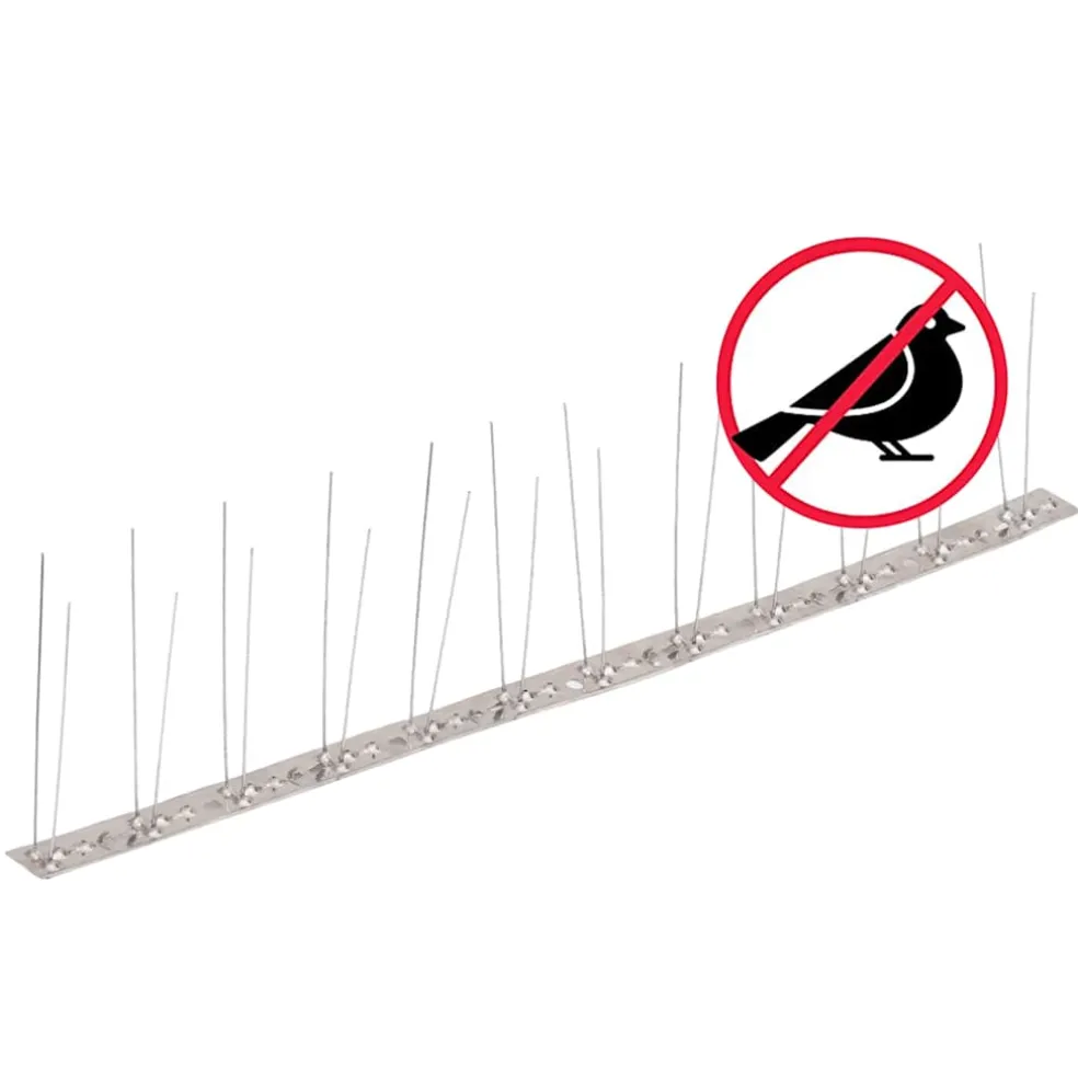 vidaXL Vogel- en duivenpinnen met 2 rijen 20 st 10 m roestvrij staal