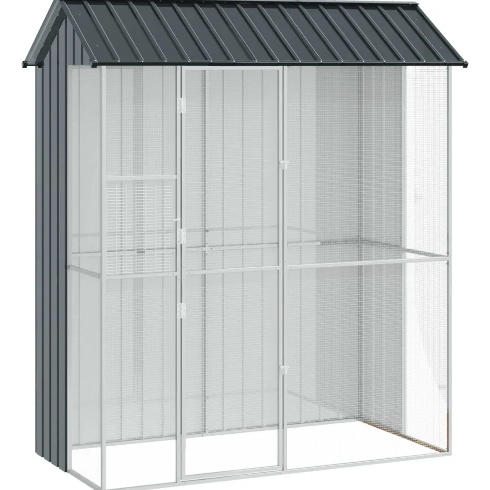 vidaXL Vogelkooi Antraciet 215 x 110 x 247 cm Gegalvaniseerd staal