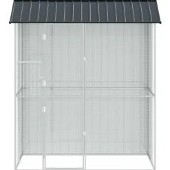vidaXL Vogelkooi Antraciet 215 x 110 x 247 cm Gegalvaniseerd staal