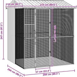 vidaXL Vogelkooi Antraciet 215 x 210 x 247 cm Gegalvaniseerd staal