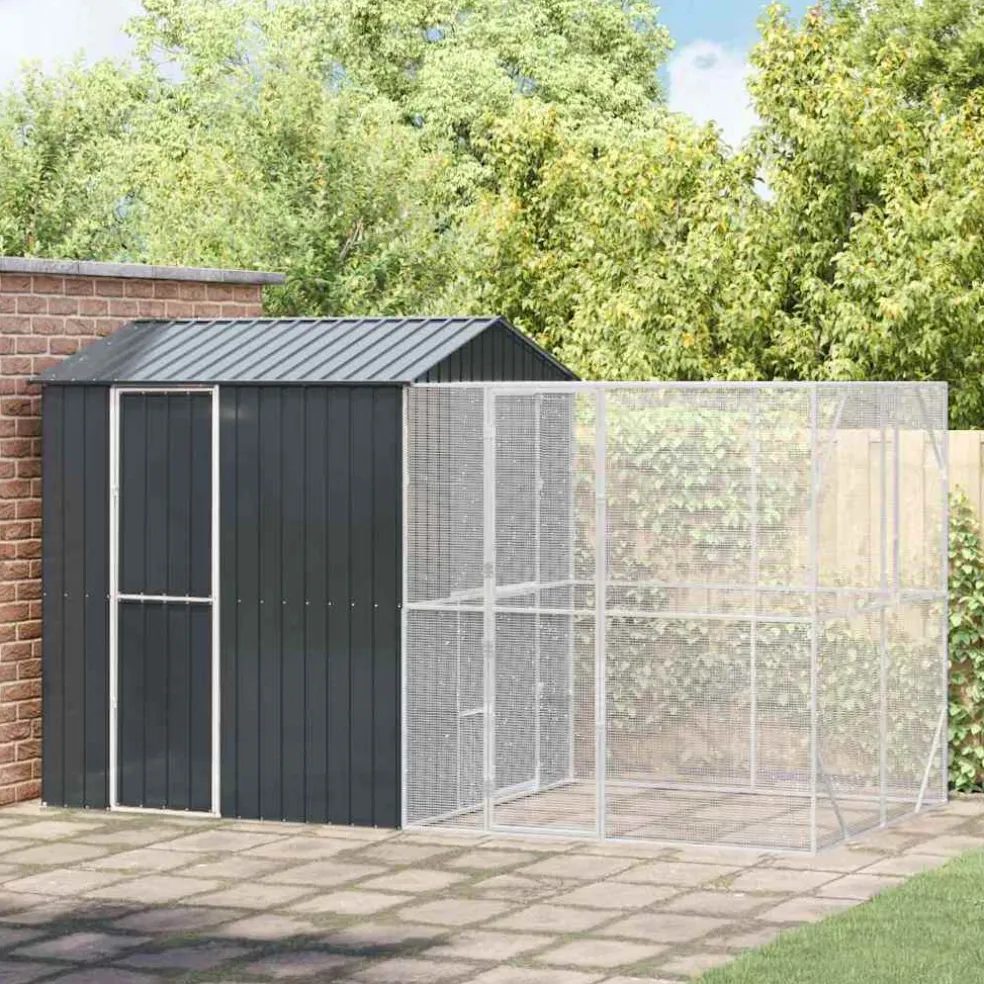 vidaXL Vogelkooi Antraciet 418 x 210 x 247 cm Gegalvaniseerd staal