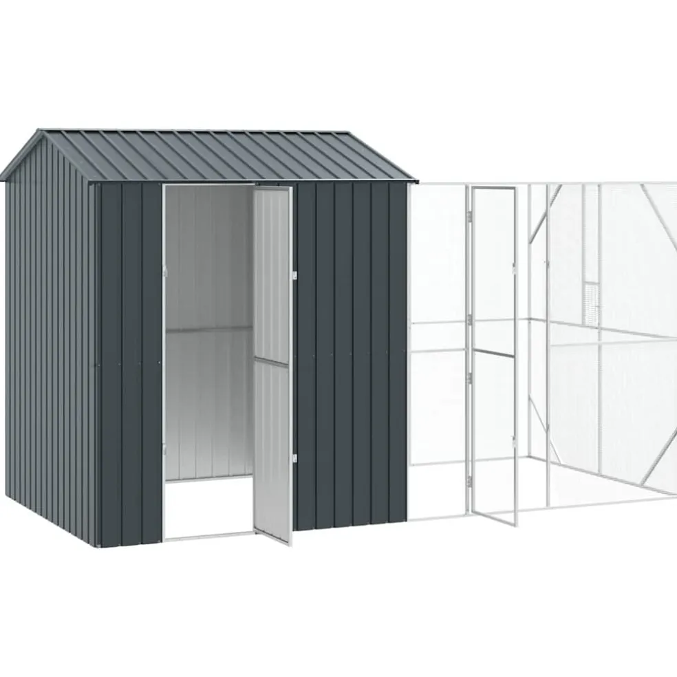 vidaXL Vogelkooi Antraciet 418 x 210 x 247 cm Gegalvaniseerd staal