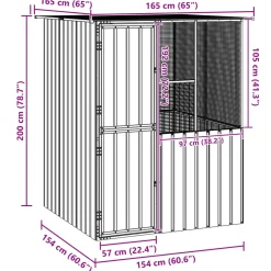 vidaXL Vogelkooi Antraciet 165 x 165 x 200 cm Gegalvaniseerd staal