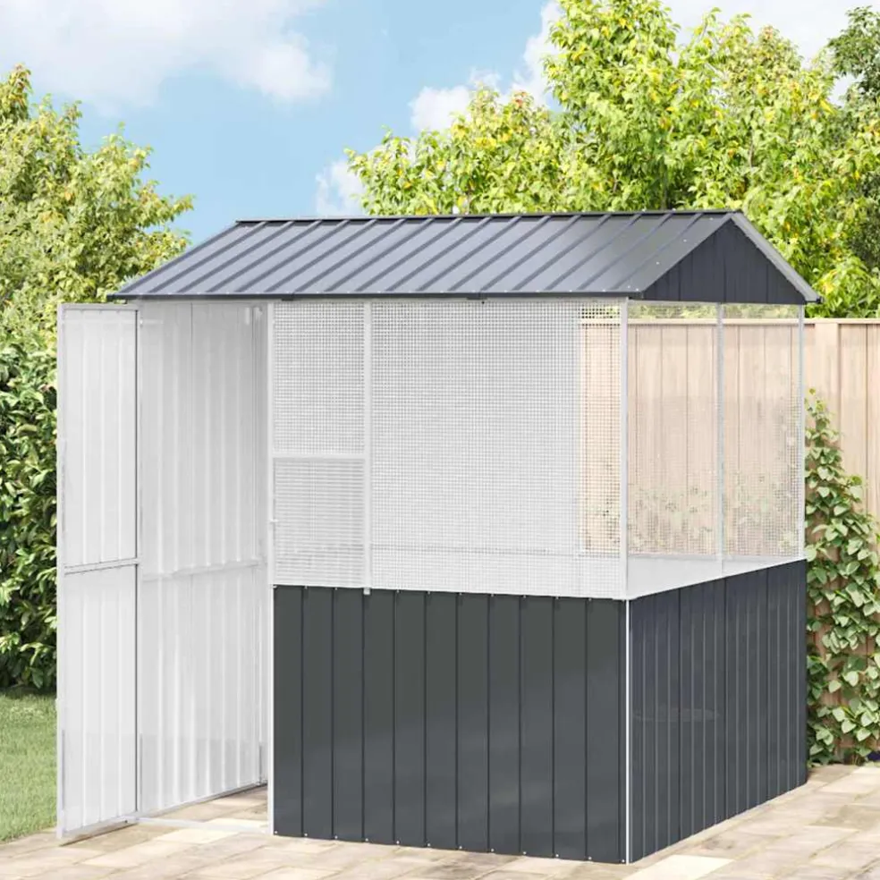vidaXL Vogelkooi Antraciet 215 x 209 x 230 cm Gegalvaniseerd staal