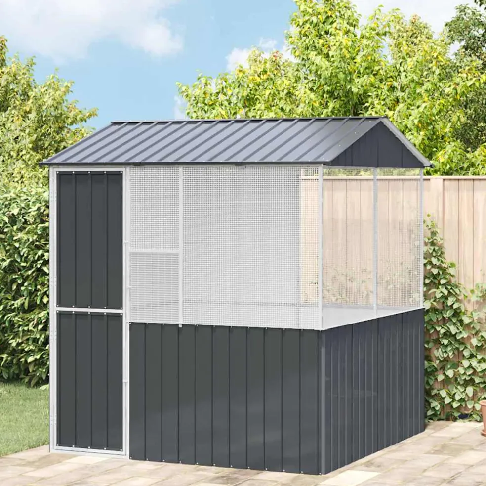 vidaXL Vogelkooi Antraciet 215 x 209 x 230 cm Gegalvaniseerd staal