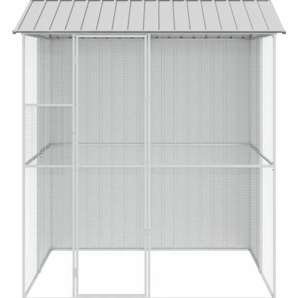 vidaXL Vogelkooi Grijs 215 x 210 x 247 cm Gegalvaniseerd staal