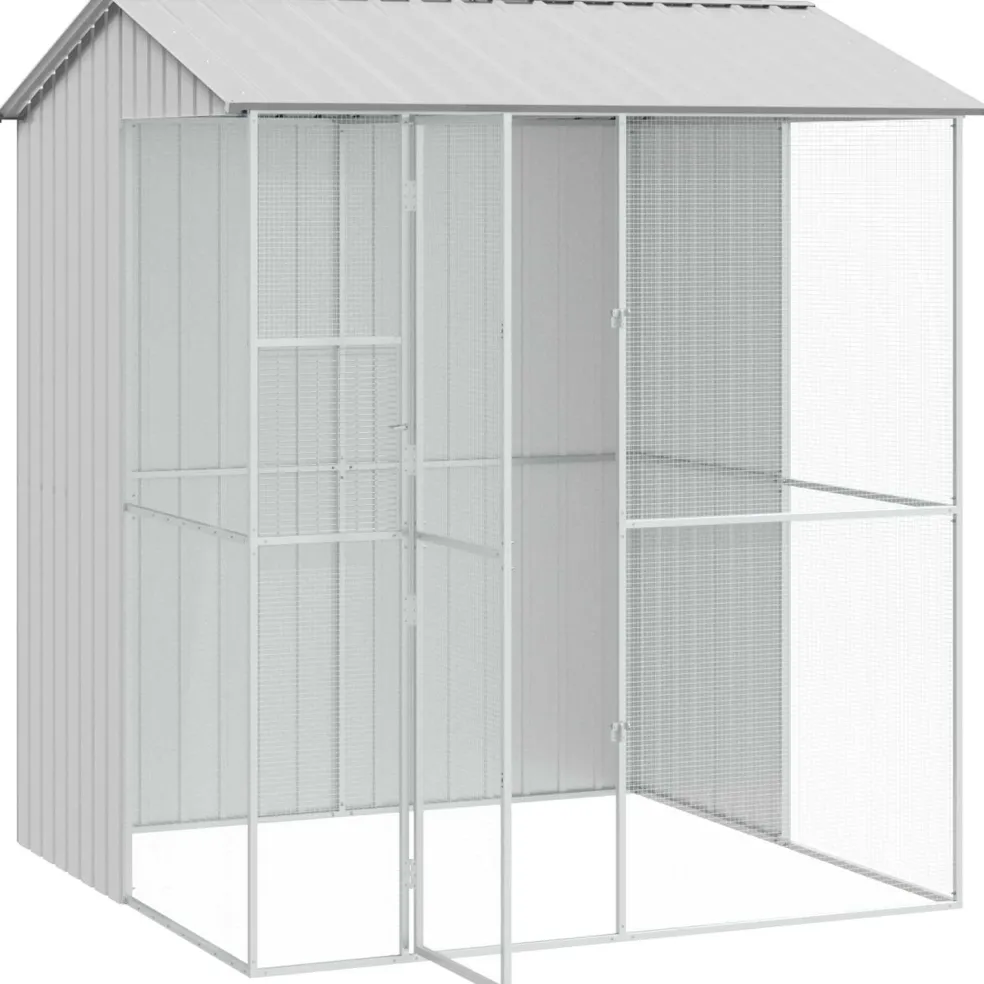 vidaXL Vogelkooi Grijs 215 x 210 x 247 cm Gegalvaniseerd staal