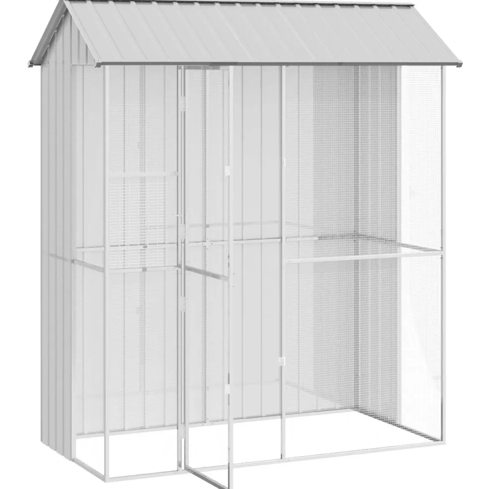 vidaXL Vogelkooi Grijs 215 x 110 x 247 cm Gegalvaniseerd staal