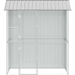 vidaXL Vogelkooi Grijs 215 x 110 x 247 cm Gegalvaniseerd staal