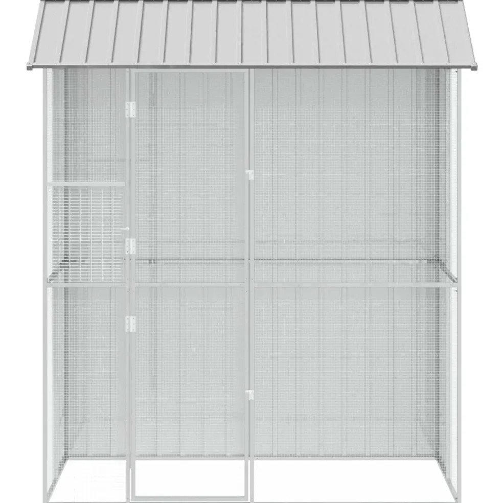 vidaXL Vogelkooi Grijs 215 x 110 x 247 cm Gegalvaniseerd staal