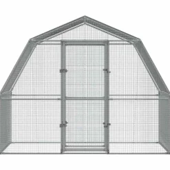 vidaXL Vogelkooi met deur gegalvaniseerd staal zilverkleurig