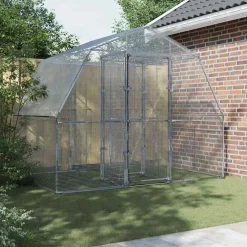 vidaXL Vogelkooi met deur gegalvaniseerd staal zilverkleurig