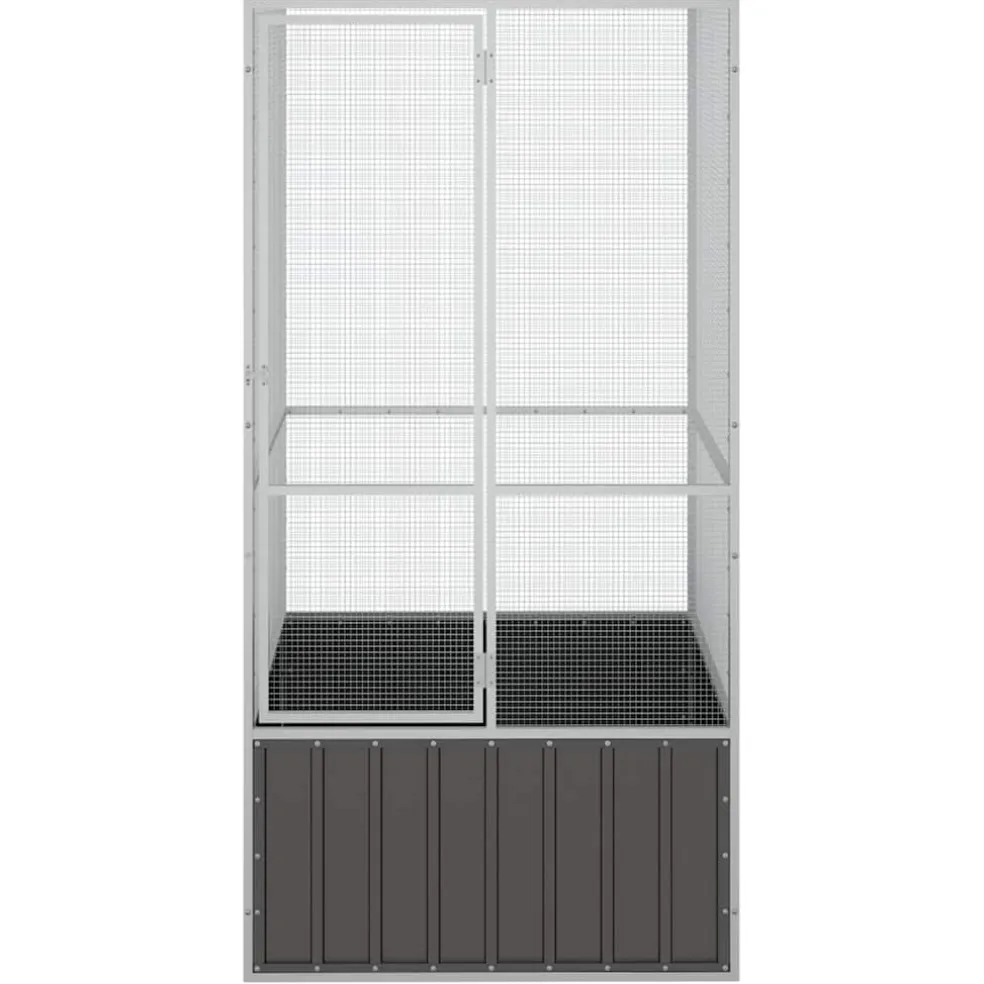 vidaXL Vogelkooi 111x107x211,5 cm gegalvaniseerd staal antracietkleur