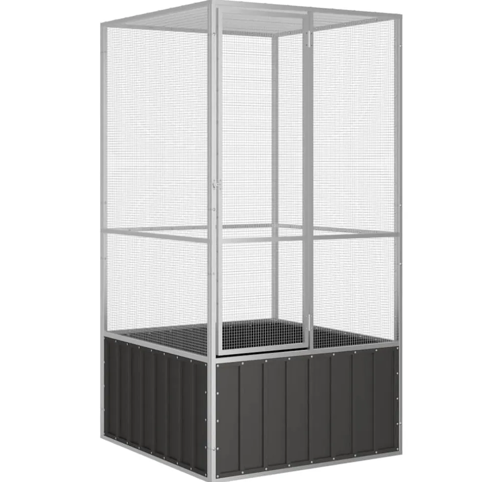 vidaXL Vogelkooi 111x107x211,5 cm gegalvaniseerd staal antracietkleur