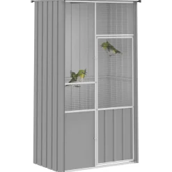 vidaXL Vogelkooi 111x107x211,5 cm gegalvaniseerd staal grijs