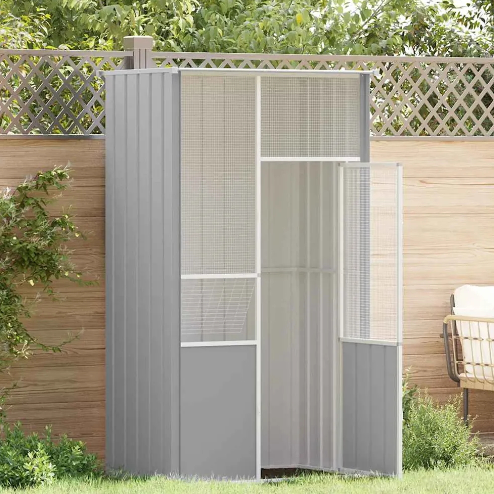 vidaXL Vogelkooi 115x78x200 cm gegalvaniseerd staal grijs