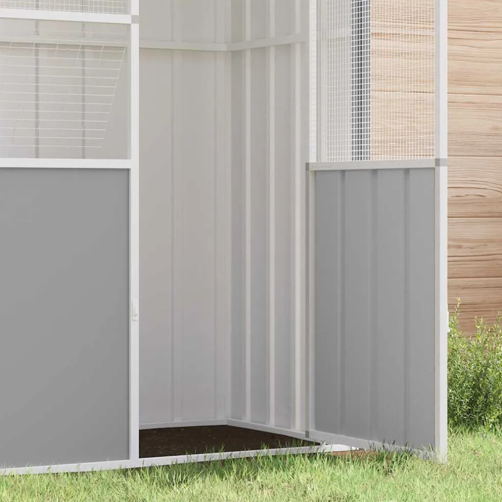 vidaXL Vogelkooi 115x78x200 cm gegalvaniseerd staal grijs