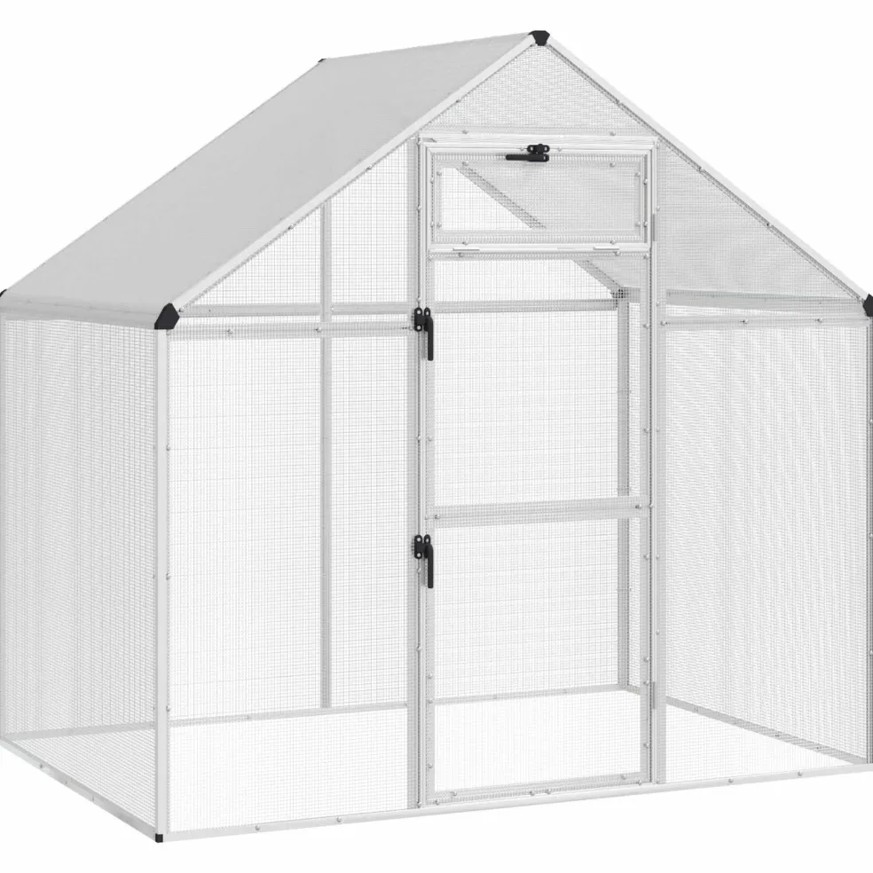 vidaXL Vogelkooi Zilverkleurig 181,5 x 112,5 x 173,5 cm