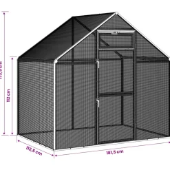 vidaXL Vogelkooi Zilverkleurig 181,5 x 112,5 x 173,5 cm