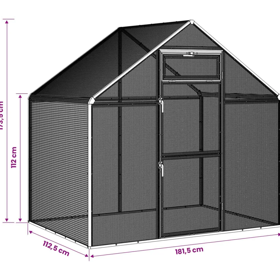 vidaXL Vogelkooi Zilverkleurig 181,5 x 112,5 x 173,5 cm