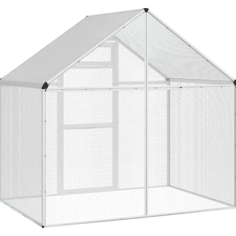 vidaXL Vogelkooi Zilverkleurig 181,5 x 112,5 x 173,5 cm