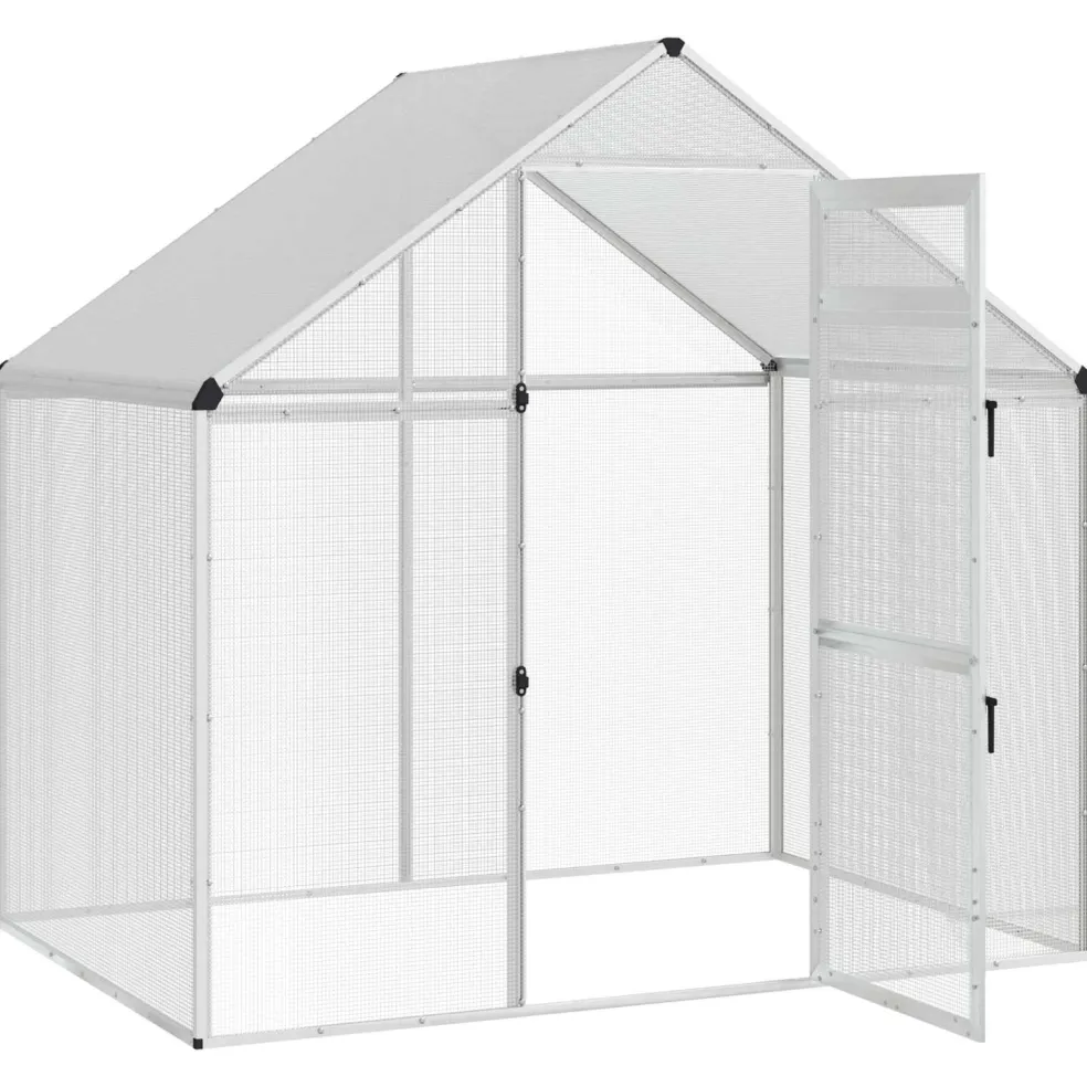 vidaXL Vogelkooi Zilverkleurig 181,5 x 112,5 x 173,5 cm
